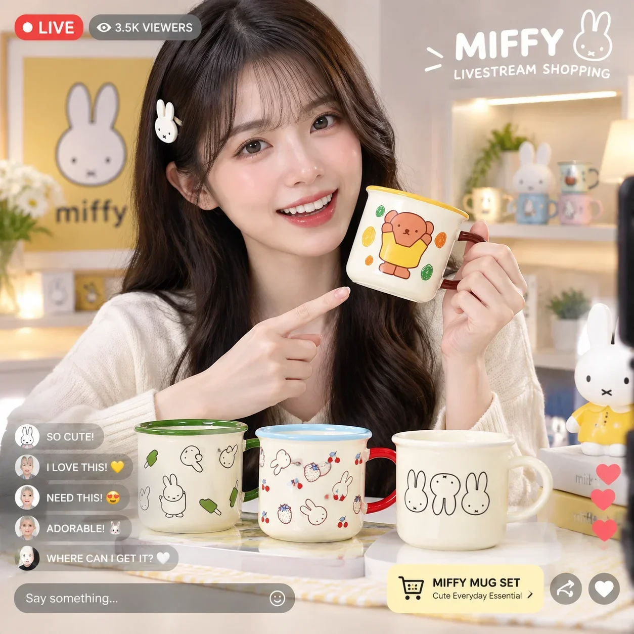 Microwave Oven - Miffy Kawaii Large Ceramic Coffee Cup