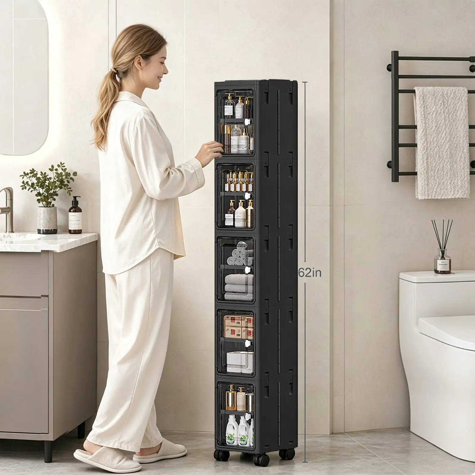 5-Tier Black Slim Narrow Rolli - Kitchen Appliances Cabinet ulasan dan harga
